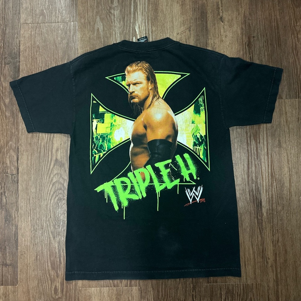 WWE Vintage 2007 Triple H Graphic T Shirt Double Side Size M Mens